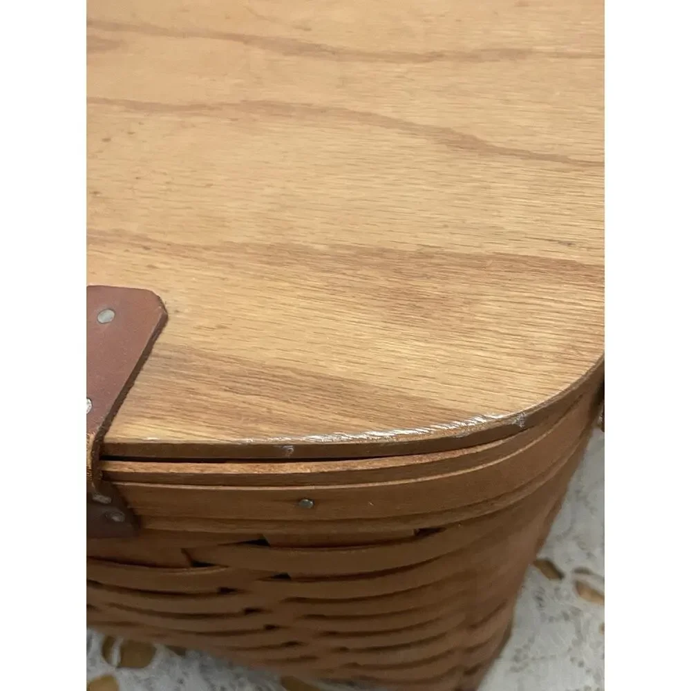 Vintage Longaberger Large Picnic Basket With Lid & Riser 1989 USA